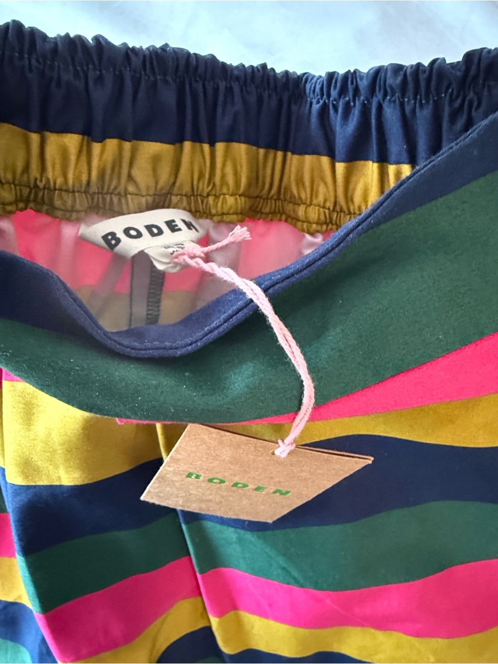 NWT Boden Isabella Cotton Sateen Skirt
Pine, Multi Stripe With Pockets - Picture 8 of 8